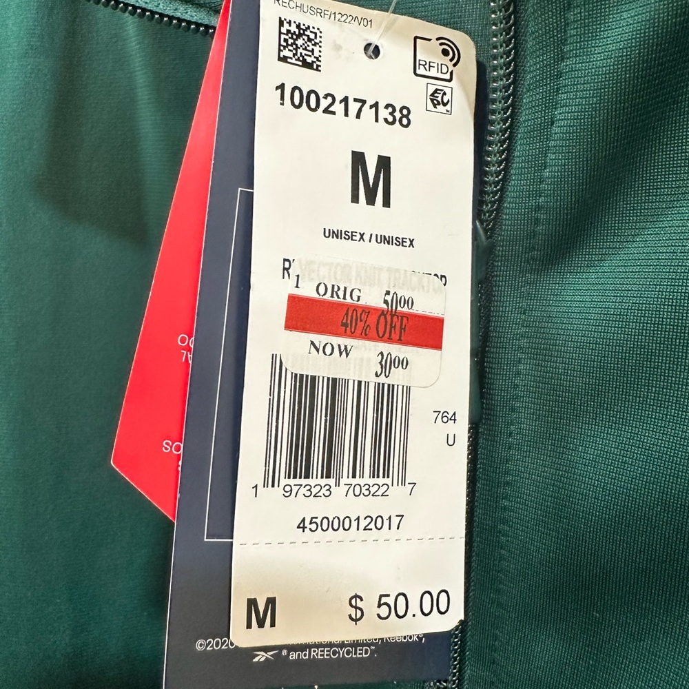 Reebok Men's Medium Forest Green Windbreaker - Picture 4 of 5